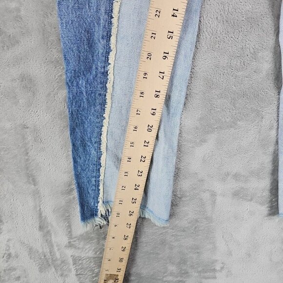 Revice Jeans Womens 25 Two Tone Blue Patchwork Blue Ankle Denim Festival NWT - Picture 6 of 12